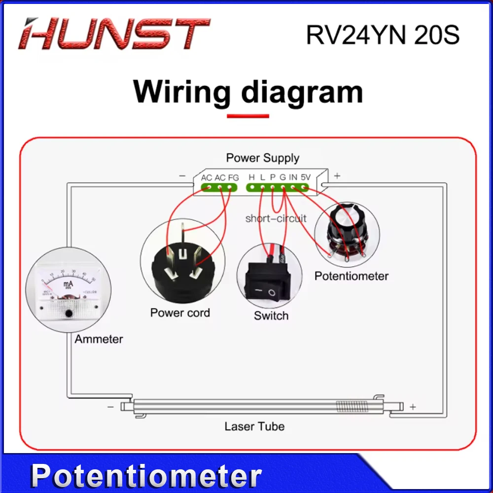 HUNST 전류 조정 전위차계 손잡이 RV24YN 20S B502 168C 레이저 절단 조각 기계 액세서리