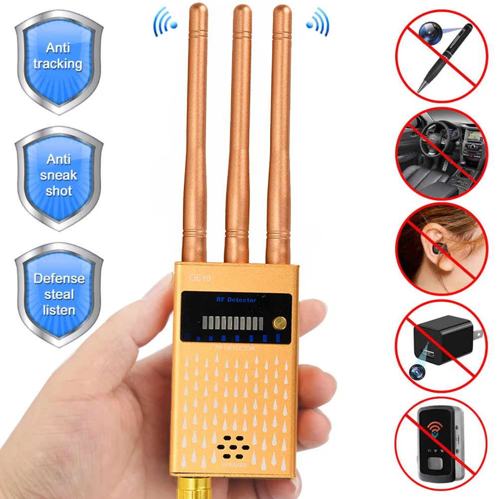 Wireless RF Signal Detector Multi-Function GPS Tracker WiFi GSM Audio Detect Hidden Camera Finder Full Range Anti Camera Scanner