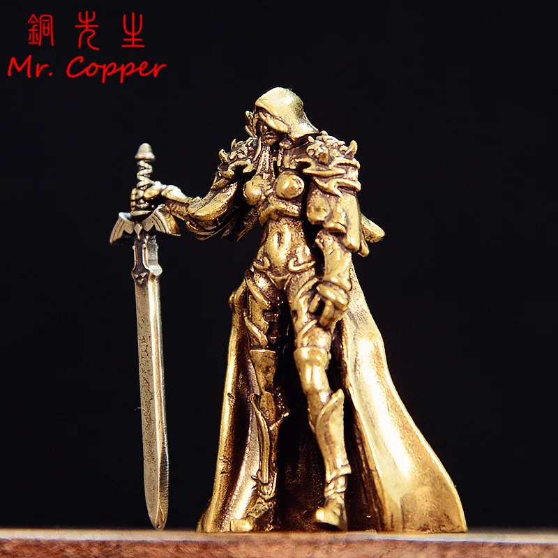 Sword Warrior Miniatures Figurines Brass Figures Small Statue Desktop Ornaments Vintage Home Decorations Crafts Accessories