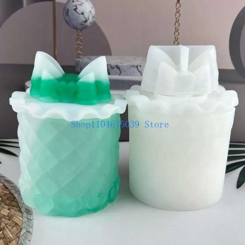 

5asd Candy Container Silicone Mold Bowknot Resin Jar Mold Jewelry Storage Box