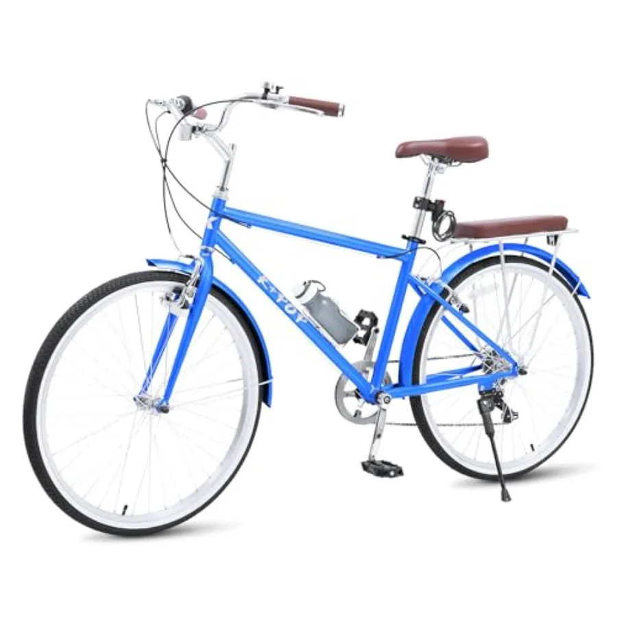 

Пляжный велосипед-круизер, 26-дюймовый пригородный велосипед для взрослых, мужчин и женщин, 7-скоростной съемный кронштейн для бутылки с водой из высокоуглеродистой стали, комфортный