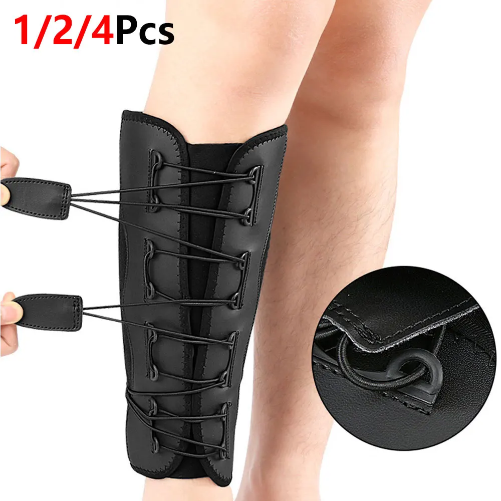 1/2/4Pcs Quick Lace Calf Support Brace, Adjustable Bungee Cord Shin Splint Compression Wrap, SBR Neoprene Lower Leg Stabilizer