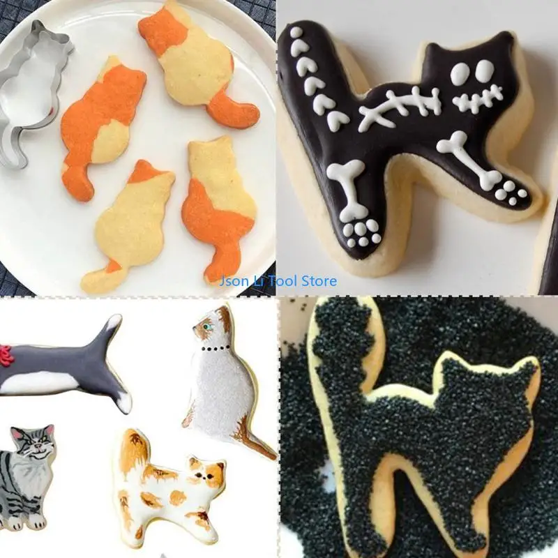 

Y08D 8 Pcs for Cat Cookie Cutter DIY Mold Cartoon Baking Mold Walking Sitting for Cat Series for Cat Cutter Stainl