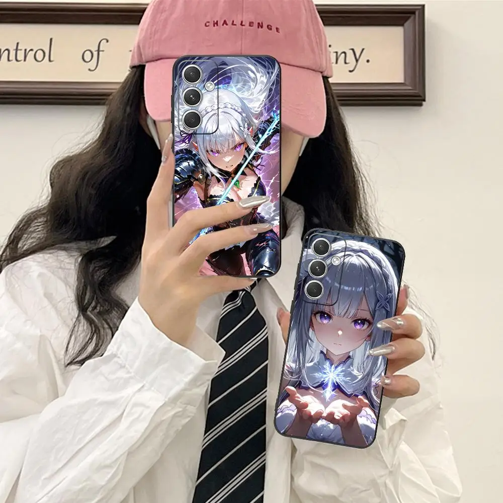 ReZero Emilia Waifu Mobile Phone Case for Samsung Galaxy S25 S24 S23 S22 S21 S20 Note20 Plus FE Ultra Colour Cover Luxury Cover