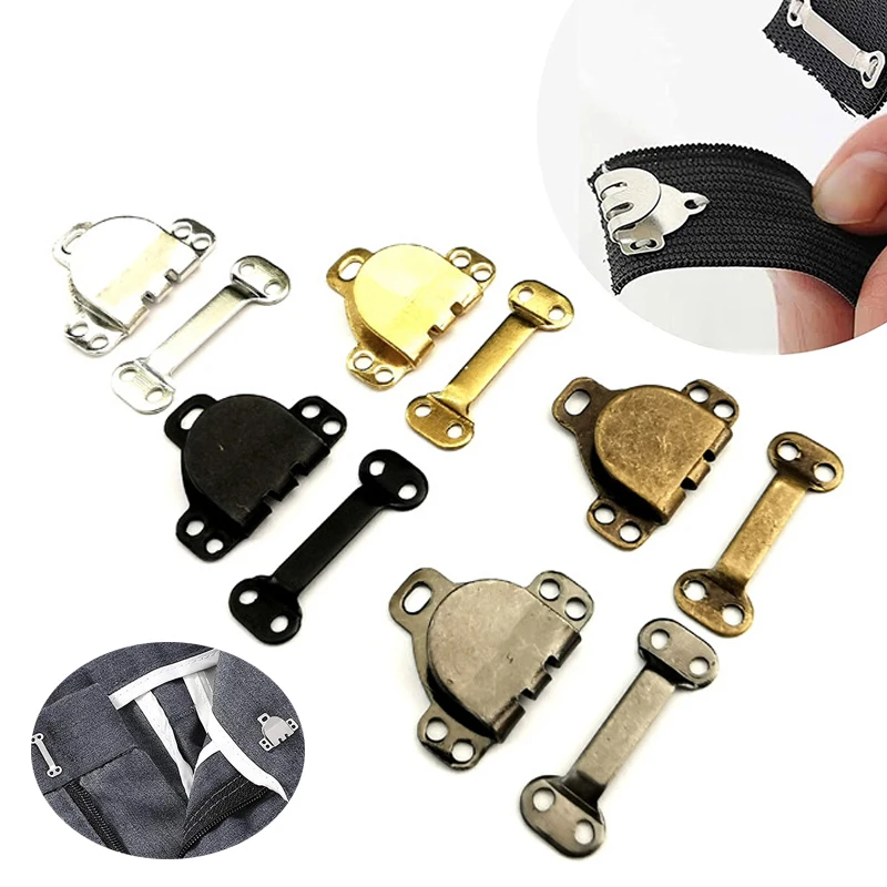 10 Sets Metal Trousers Hooks Clasp Hook and Eye Latch Fastener For Clothing Pants Skirt Button DIY Sewing Garment Accessories