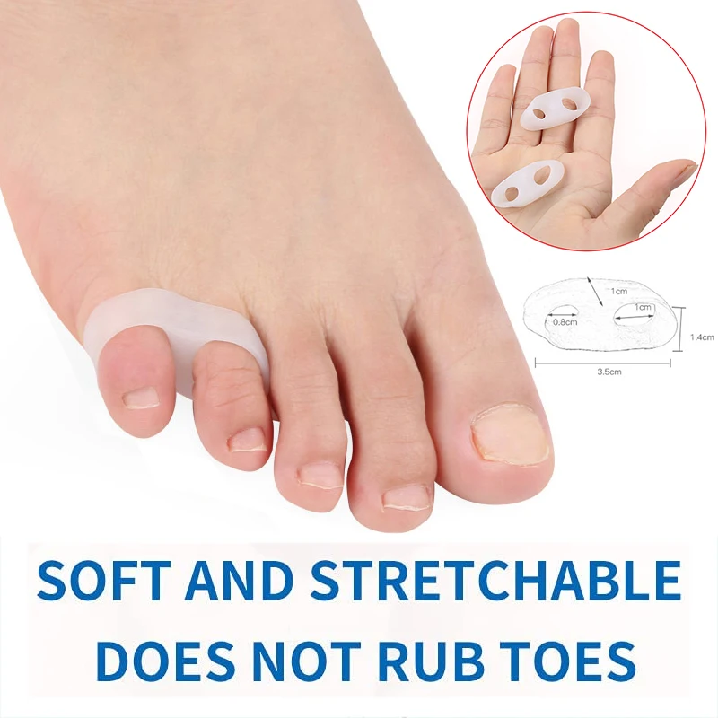 Pexmen 2/4Pcs Two Hole Gel Small Toe Separator Little Toe Protector Spacer Pinky Toe Corrector for Corns Calluses and Blister