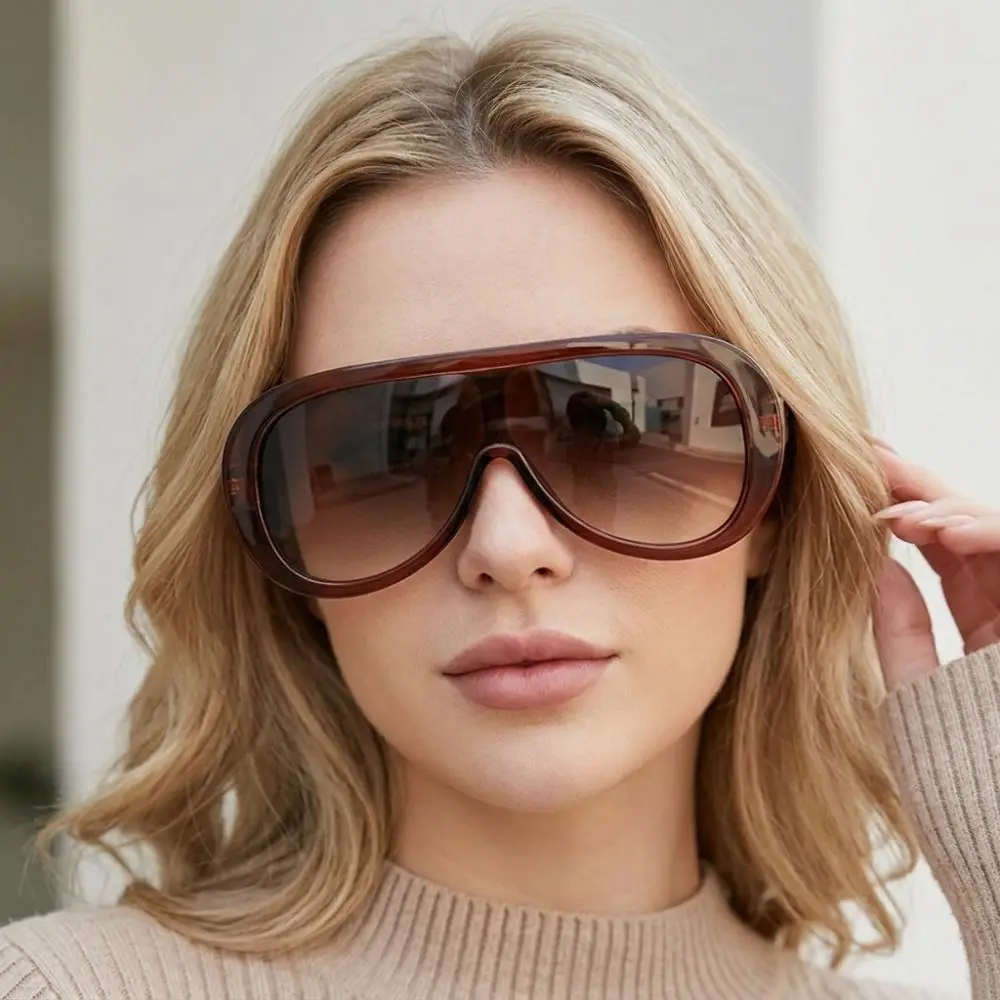 Retro Integrierte Übergroße Sonnenbrille mit Großem Rahmen, UV-Beständig, Modische Schutzbrille für Damen und Herren – Detail 5