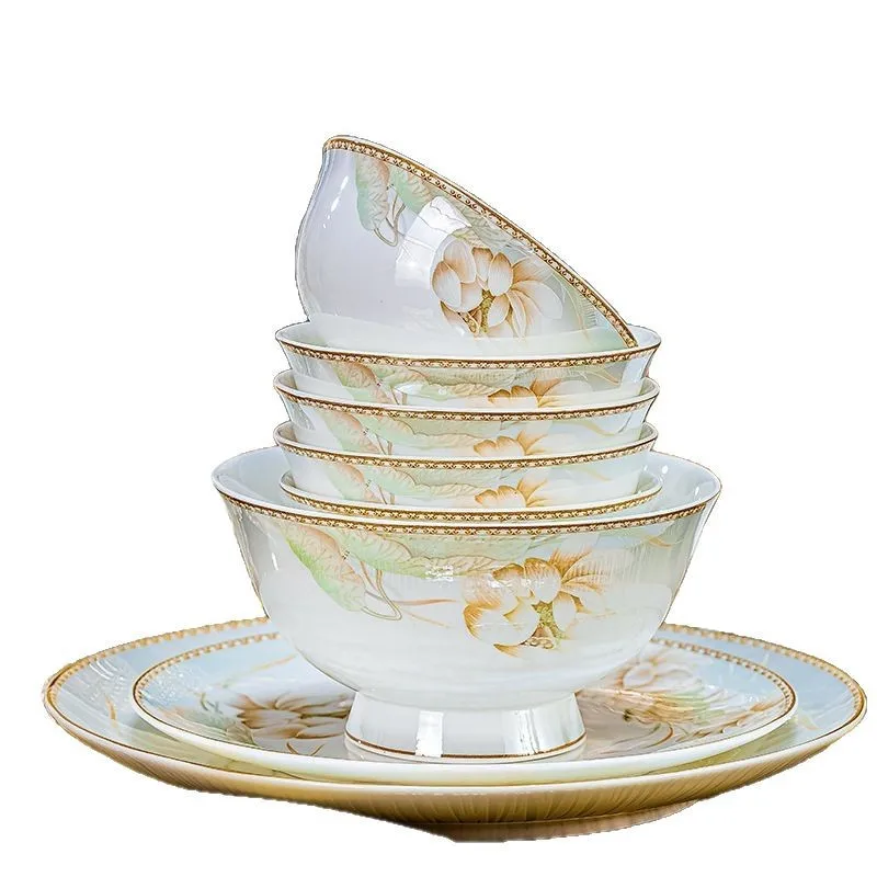 

Ceramic Tableware, Simple Chinese Dish Set, Household Event Gift Package
