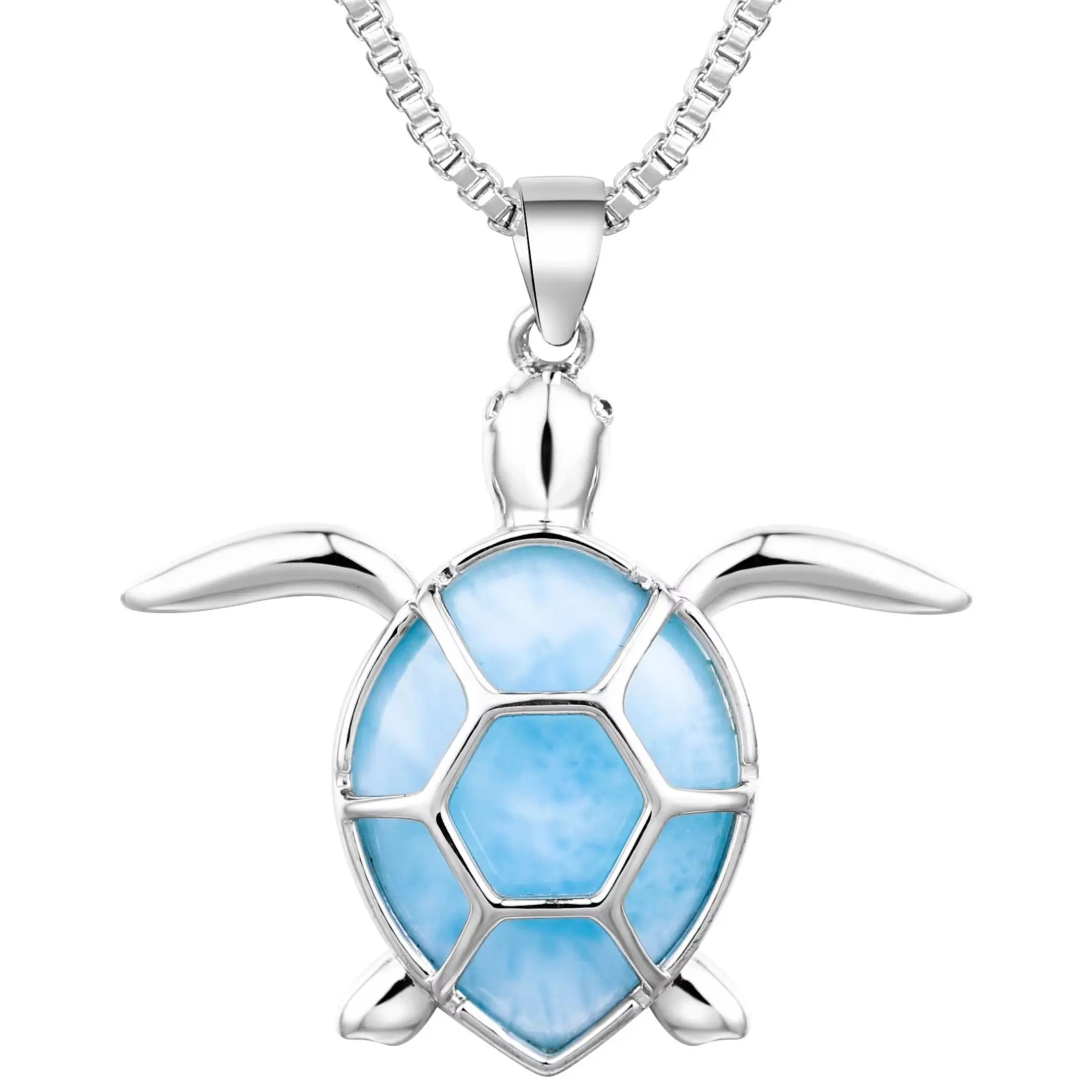 

Медный кулон в виде морской черепахи с синим ларимаром - элегантные и модные модные украшения для женщин