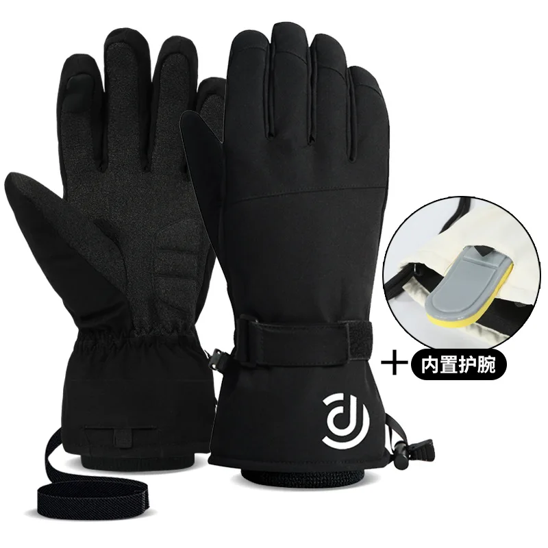 2025 New Snowboard Ski Gloves Professional Thermal Waterproof Wrist Guards Snowmobile Skiing Mittens for Men Women