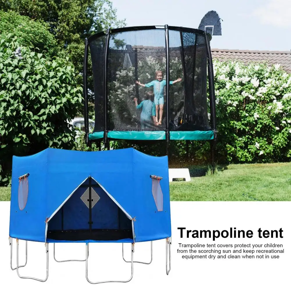 6/8/10FT Trampoline Tent Cover UV Resistant Waterproof 6 Straight Poles Round Trampoline Sunshade Sun Protection Rainproof Cover