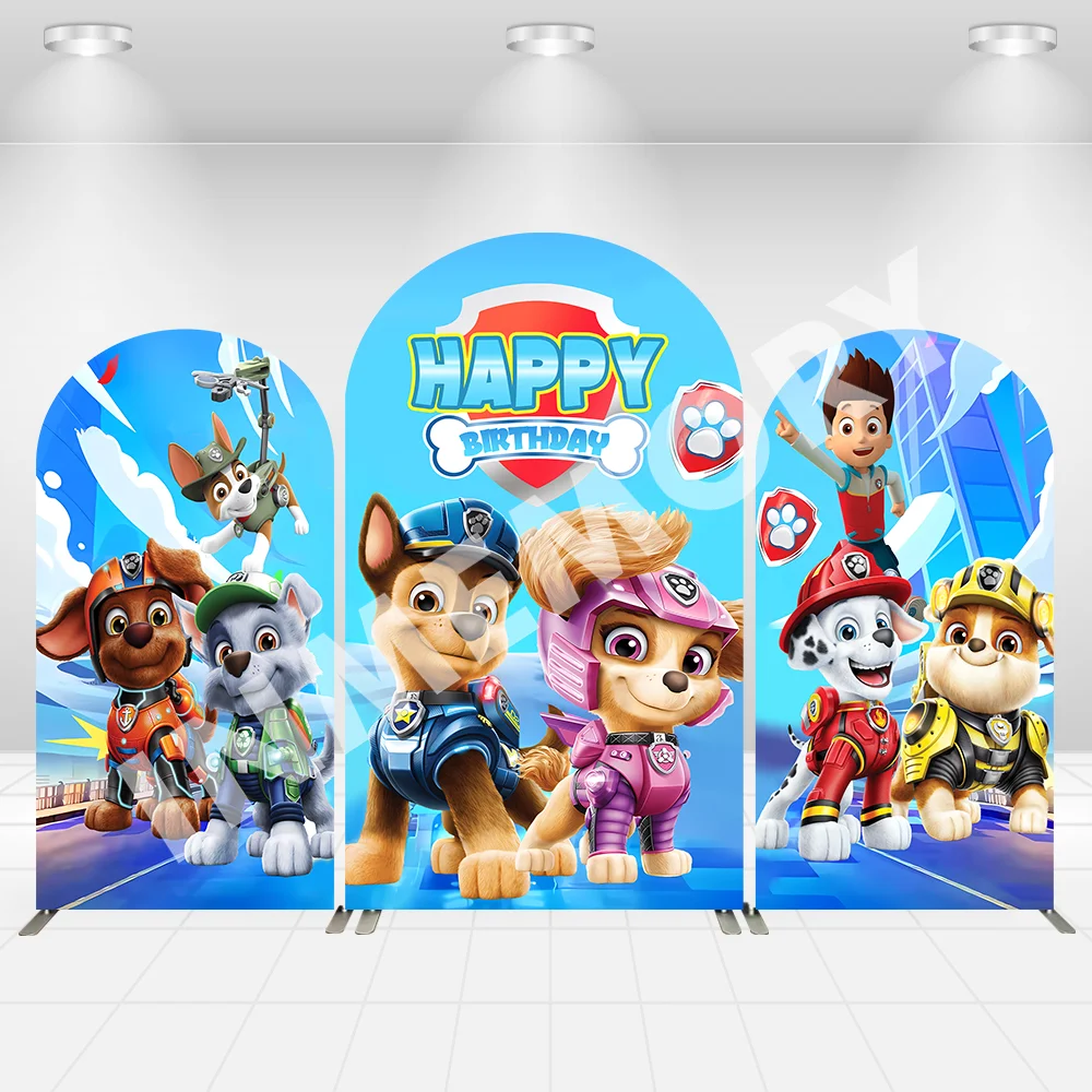 

Paw Patrol Arch Covers Backdrop Wall Kids Birthday Party Baby Shower Decoration Cover 2 sided Zipper Photo Background