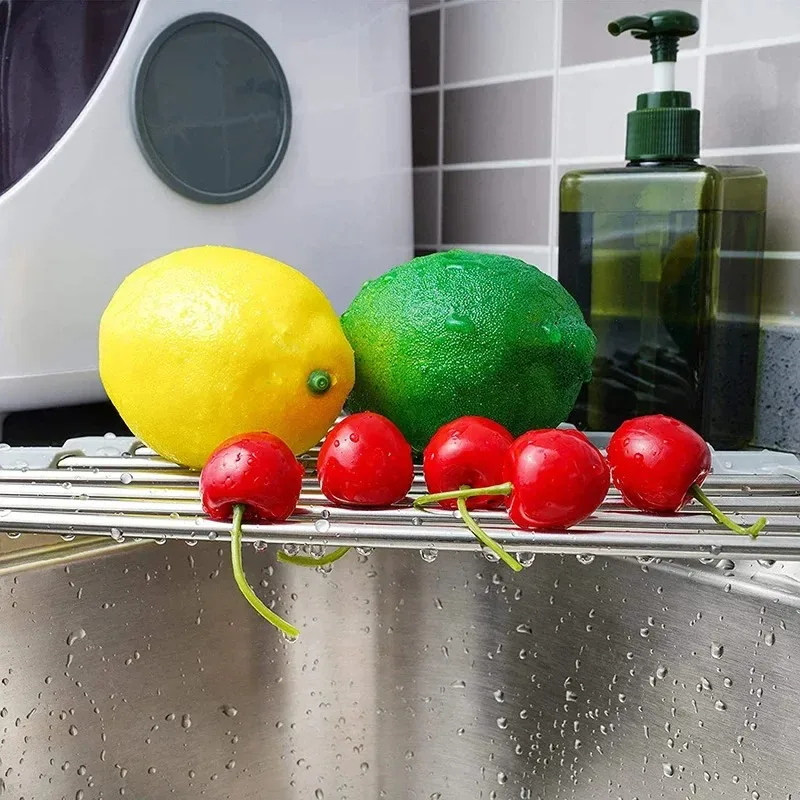 Stainless Steel Sink Drain Rack Foldable Triangle Plate Drying Rack Sponge Bowl Chopsticks Drain Rack Fruit Vegetable Drain Rack view 4