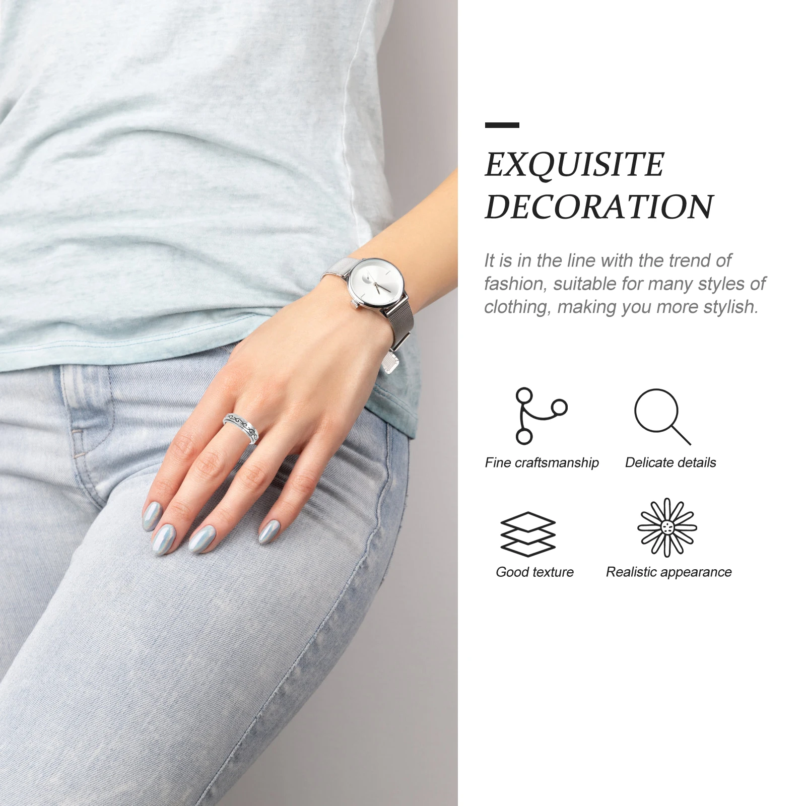 7pcs Rotatable Ring Set Titanium Steel Punk Finger Rings Rings For Women Ring Men Women