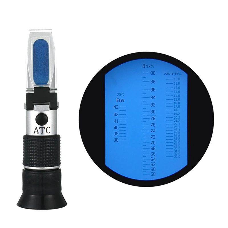 1Pcs Handheld Refractometer Portable Brix Refractometer ATC Portable Moisture 12-27% Honey Refractometer Beekeeping Tester