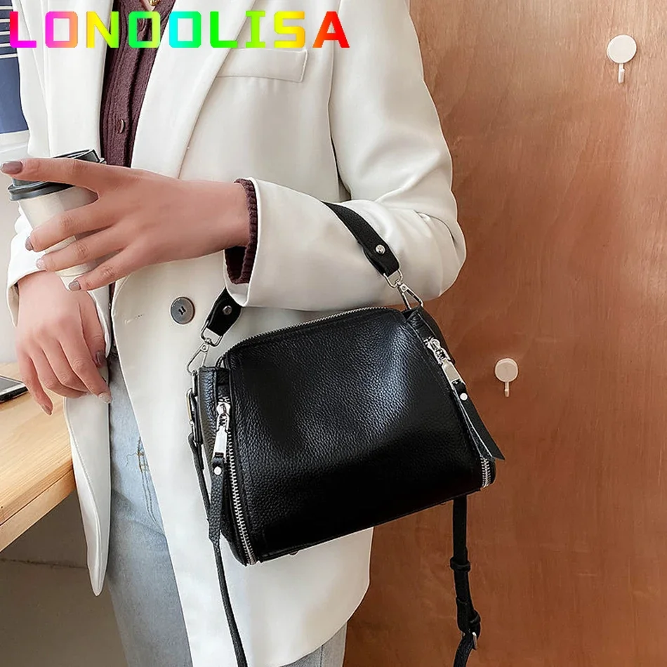 New Genuine Leather Handbag 2024 Designers Women Messenger Bags Females Bucket Bag Leather Crossbody Shoulder Bag Handbag Bolsa