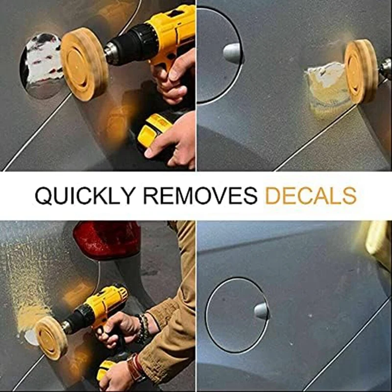 Decal Remover Car Adhesive, Rubber Removal Wheel 4 Inch Rubber Drill Attachment For Cars, Rvs, 4PCS