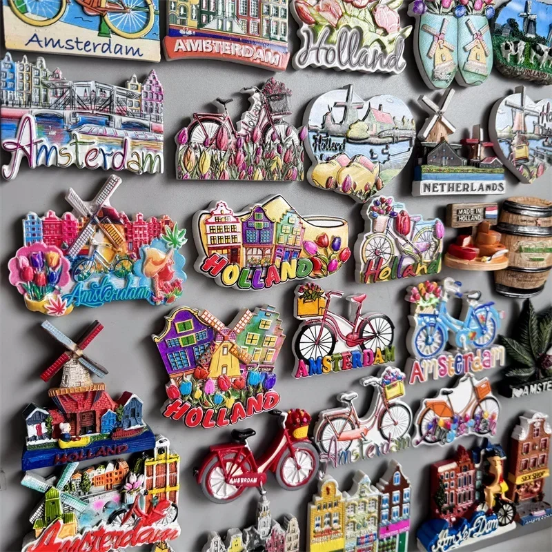 Amsterdam Netherlands Fridge Magnets Tourist Souvenir Holland Windmill Magnetic Refrigerator Stickers collection Home Decor Gift