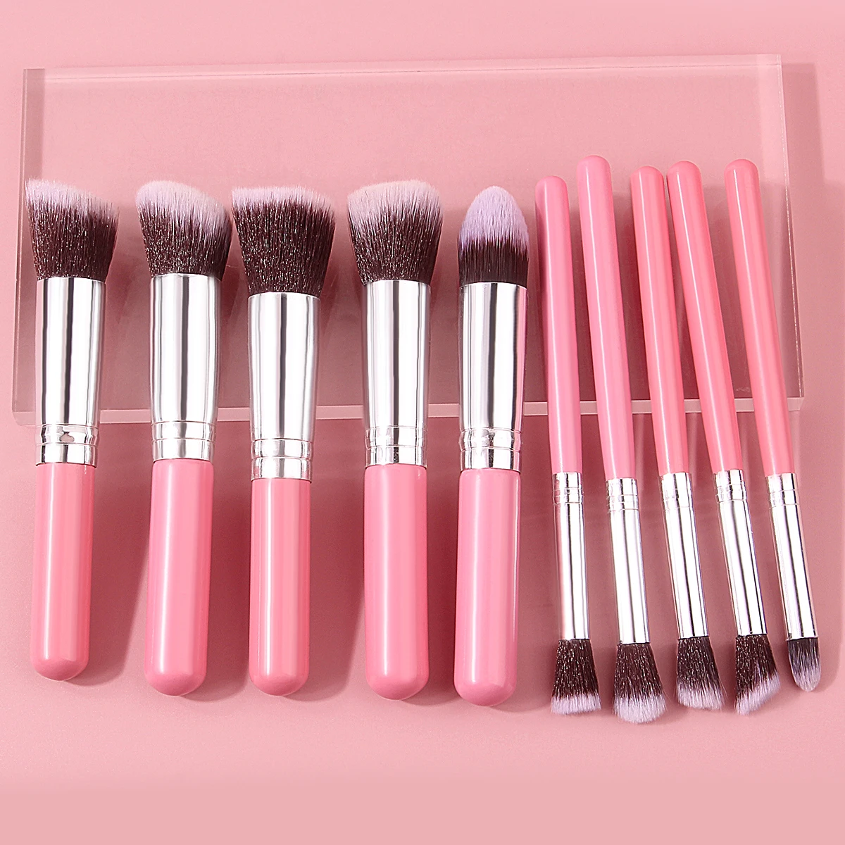 Juego de brochas de maquillaje facial multiusos, 10 Uds., brocha para colorete, brocha suelta, herramientas de belleza esenciales para principiantes