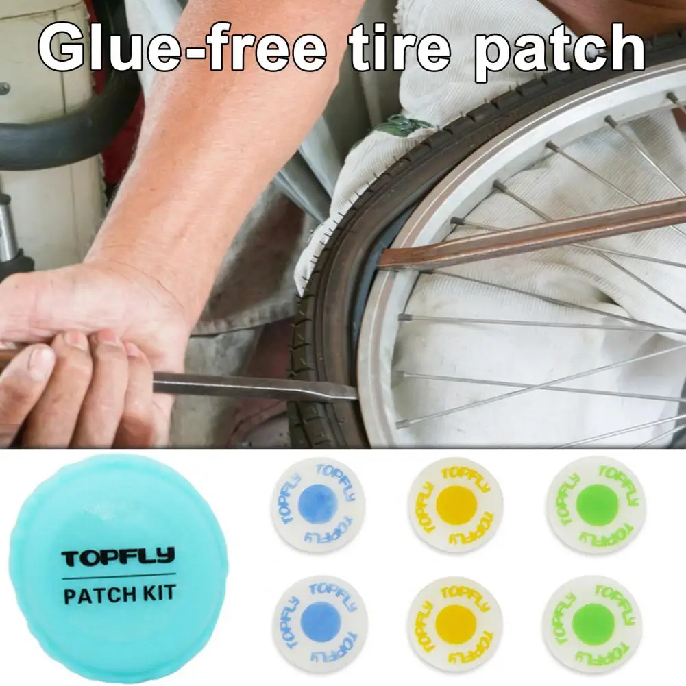 Bicycle Tire Repair Kit Compact Bike Tire Repair Tool Bicycle Tire Patch Repair Kit with Glueless Patches Vulcanizing for Road