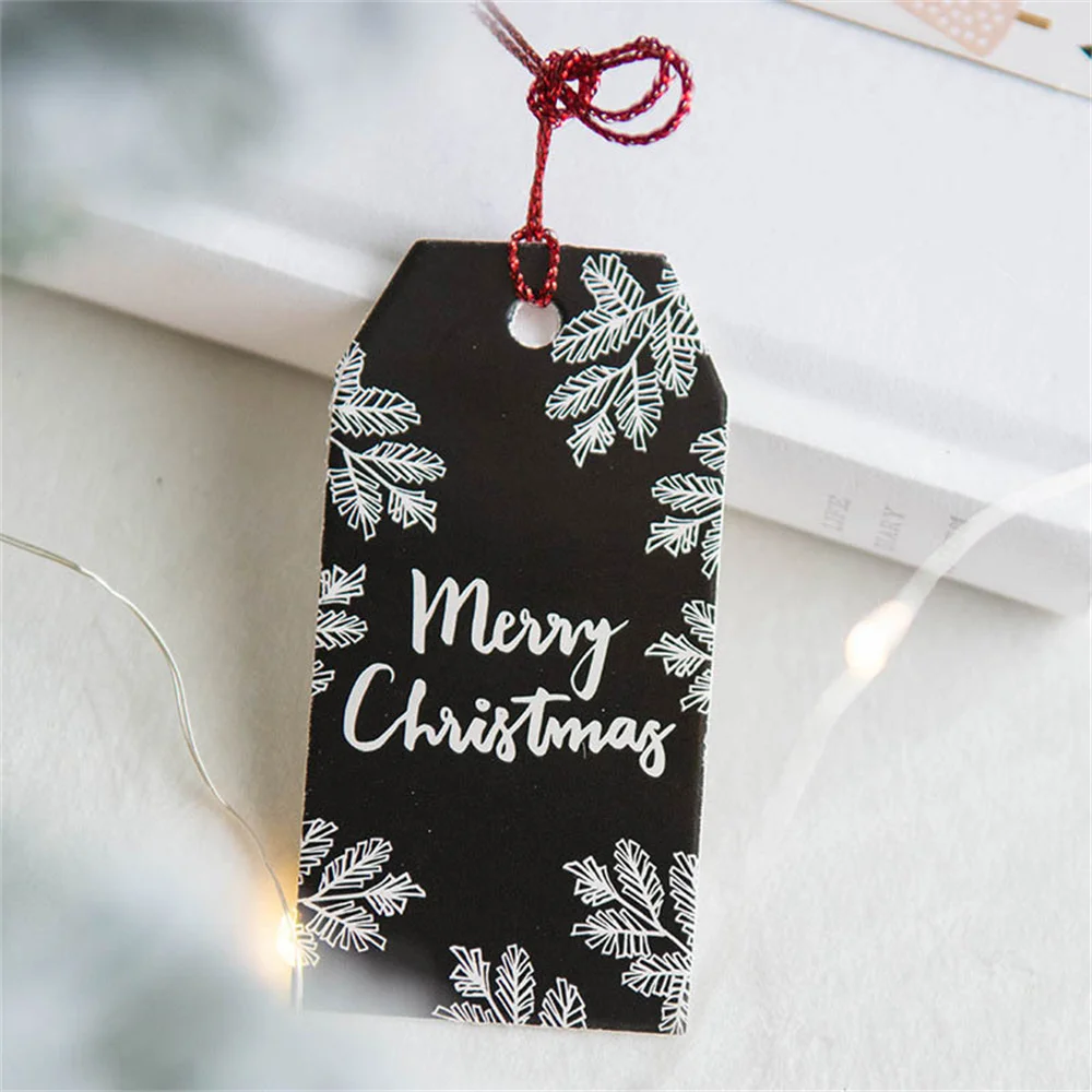 24PCS Merry Christmas Labels Paper Kraft Tag Xmas Gifts Hang Tags Party Strings Cards Wrapping Decoration DIY Wrapping Supplies