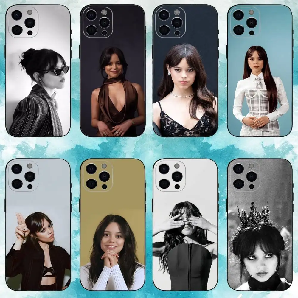 

J-Jenna Ortega Actress Phone Case For iPhone17,16,15,14,13,12,11 Plus,Pro Max Soft Black Cover