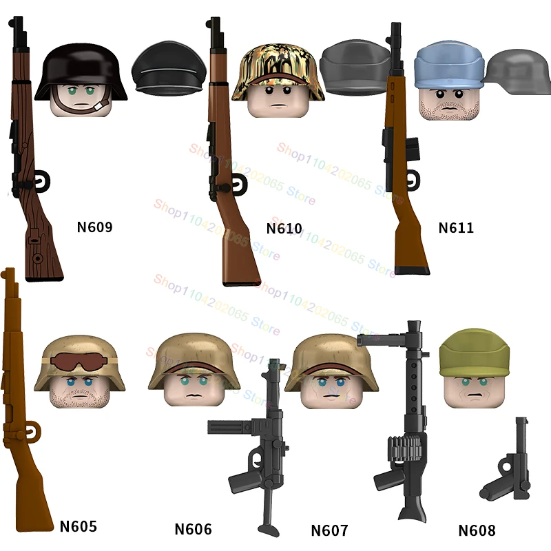 

MOC Soldiers Building Blocks Action Figure Accessories Creative Characters Models Bricks Toys For Kids Gift N605-N611 N809 N810