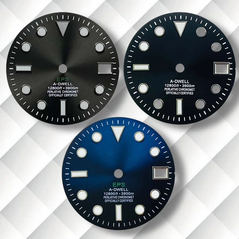 

28.5mm S Logo Gradient Diving Dial Fit NH35/NH36/4R/7S Movement Green Luminous Watch Modification Accessories NH35 Dial