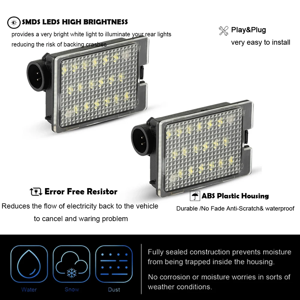 Lampu LED plat nomor, 2 buah tidak ada kesalahan LED ekor plat nomor untuk Dodge Durango 2014-2022 SRT SXT GT lampu berhenti terbalik 6000K