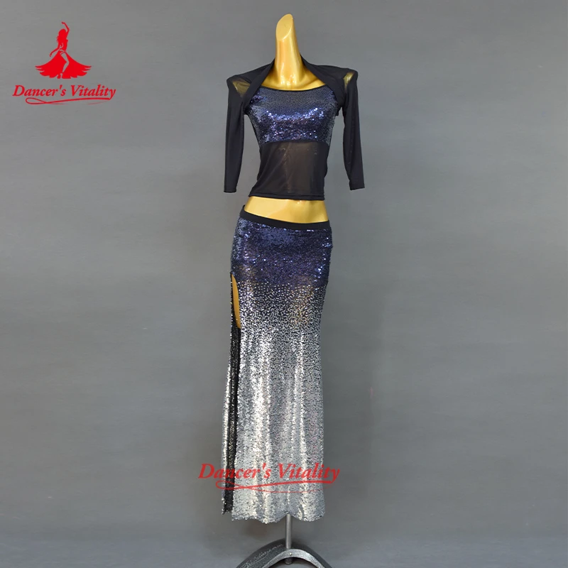 Set Tari Perut Wanita Baru Kostum Tari Oriental Kompetisi Tari Kostum Payet Atasan+Rok Ekor Ikan 2pcs set kostum rok gypsy