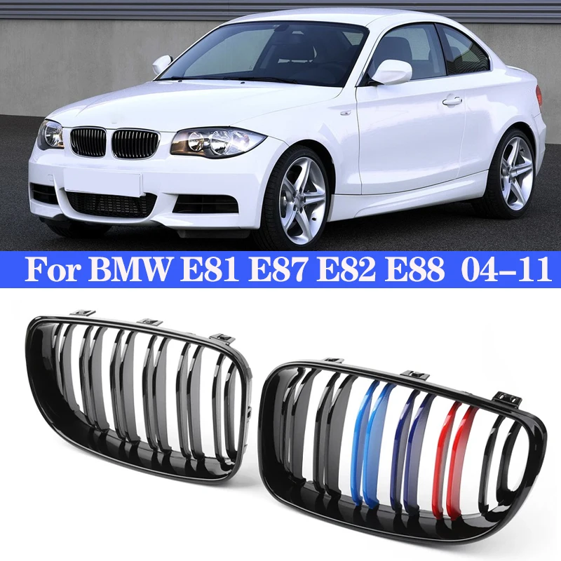 Car Styling Dual Slats Front Kidney Grill Racing Grills Replacement For BMW E81 E87 E82 E88 120i 128i 130i 1 Series 2004-2011