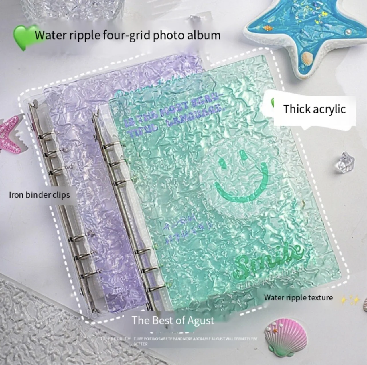 

Фотоальбом-органайзер для карточек и фотографий из акрила с эффектом водной ряби, переносной блокнот для скрапбукинга