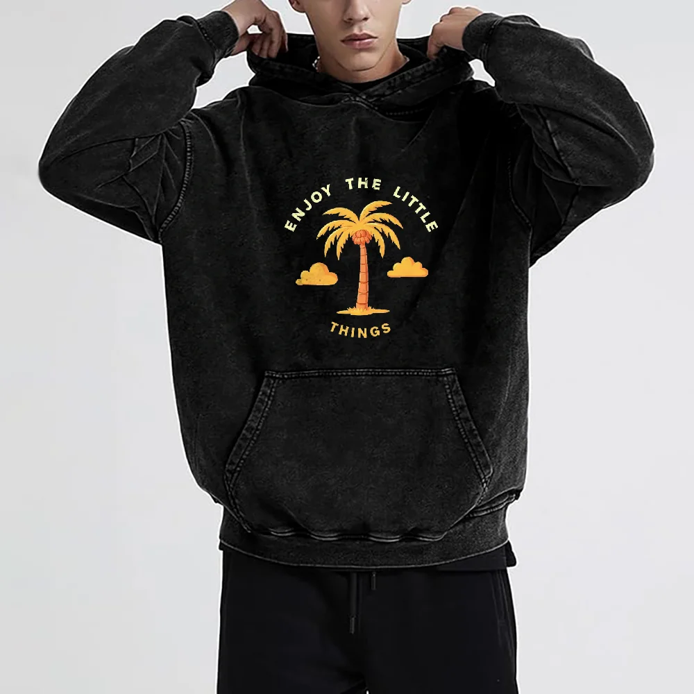 Graphic Hoodies Men's Clothing Hoodie With Palm And Cloud Print ENJOY The Little Things For A Relaxed Daily Look Fashionable