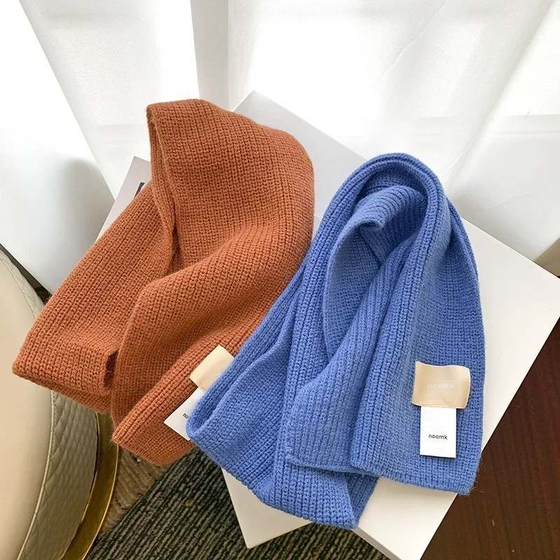 Ins Korean Autumn Winter Scarf for Children Solid Warp Knitting Warm Scaf for Baby Boys Girls Winter Warm Kid Accessories