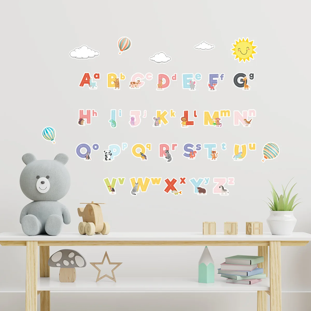 

Animal English Letters Wall Sticker for Children's Room, Decorative Sticker for Preschool Education, Self-Adhesive Wall