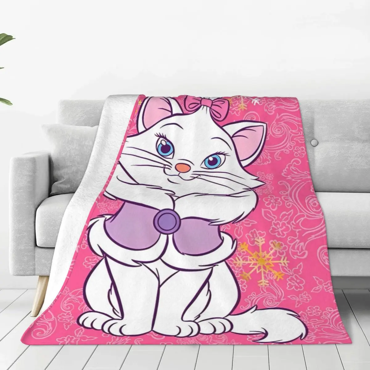 The Aristocats Marie Cat Warm Soft Blankets Children Plush Throw Blanket Novelty Living Room Flannel Bedspread Sofa Bed Cover