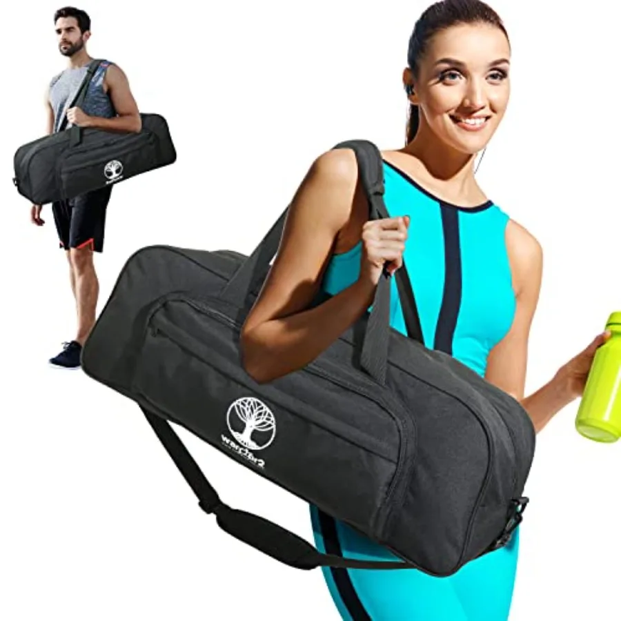 Yoga Mat Bag Carrier with 8-Pocket and Wet Pocket, Air Vent Large Yoga Mat Holder Fits Thick Mats and Blocks Gym Duffle Bag for