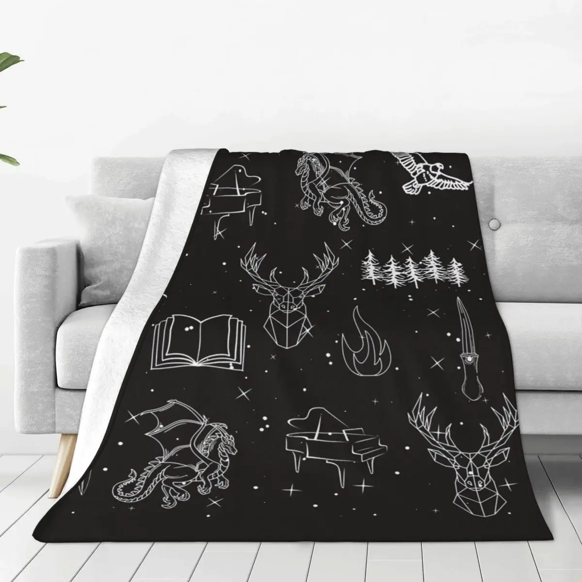 Throne Of Glass Pattern Blankets Fleece Warm Sofa Throw Blankets For Couch Bedding Travel Throws Bedspread Quilt