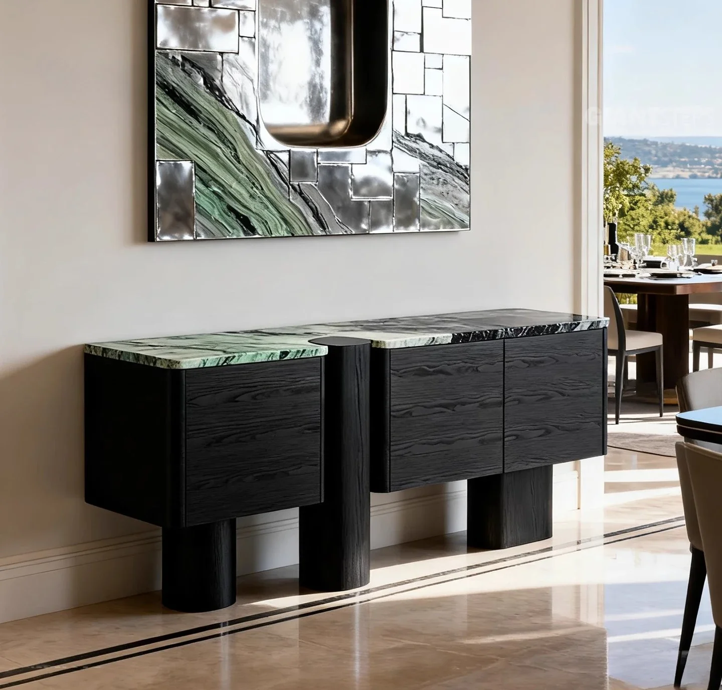 A Luxury stone dining side cabinet light luxury modern simple locker marble