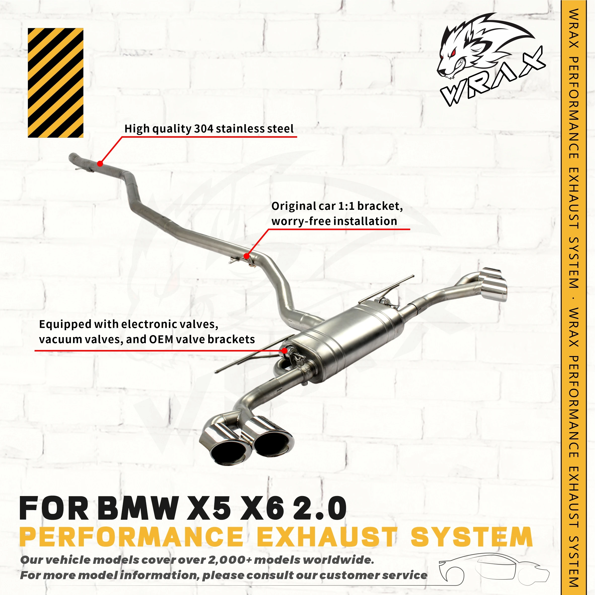 

Car Accessories For BMW X5 X6 F16 F86 G06 G05 F96 F95 Direct Fit Replacement WRAX Racing Performance Car Catback Exhaust