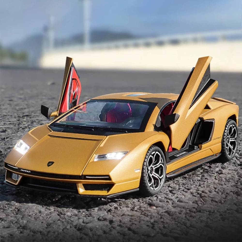 1:24 ランボルギーニ カウンタック LPI800-4 ベネーノ おもちゃの車 モデル サウンド ライト プルバック リフトテールウィング ミニチュア車両 子供向けお土産ギフト