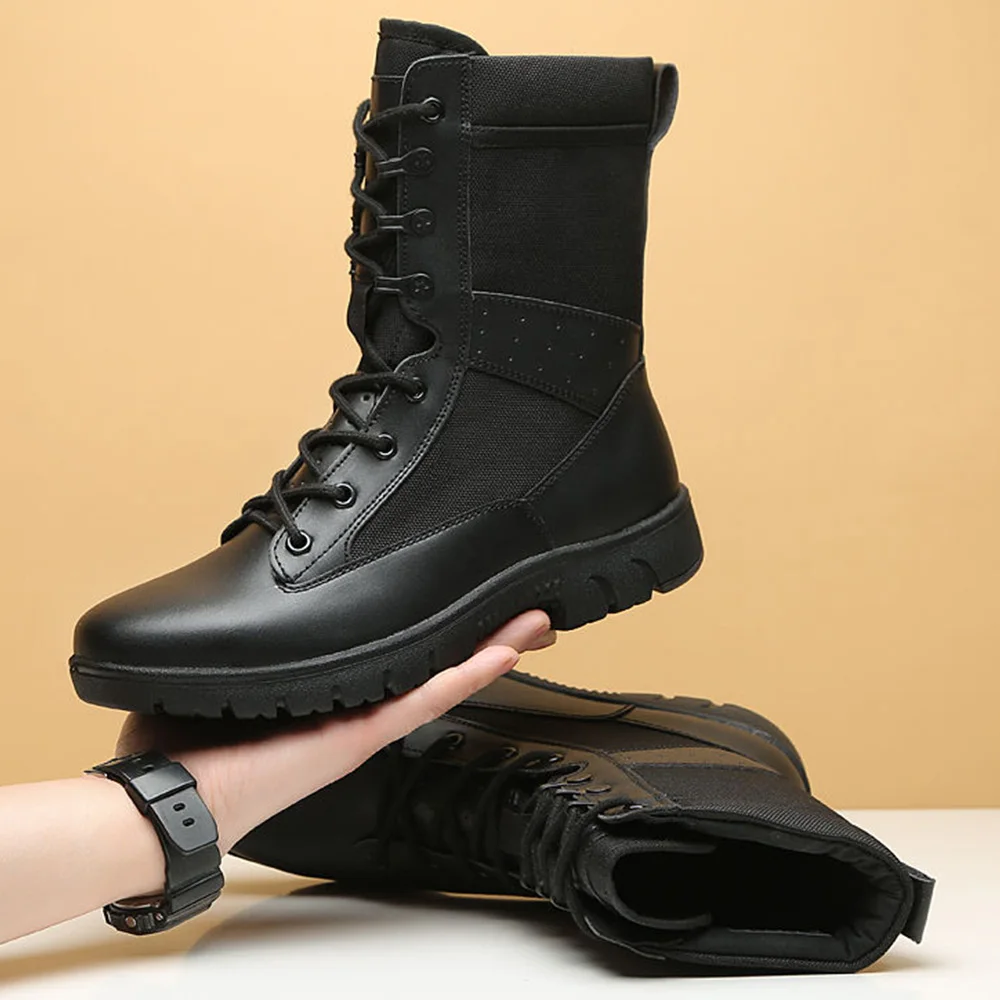 

Black Unisex Boots Outdoor Hiking Training Traveling Climbing Motorcycle Climbing Shoes Breathable Comfortable Non-slip Boot
