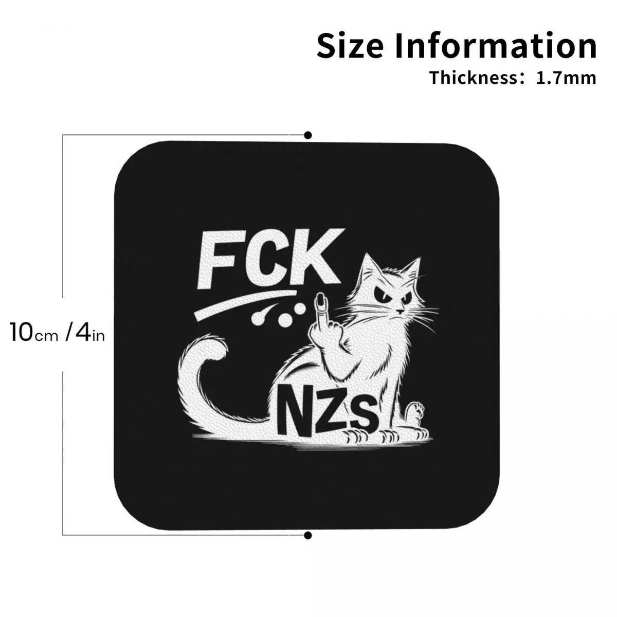 Fck Nzs Statement With Proud Cat Coasters Kitchen Placemats Non-slip Insulation Cup Coffee Mats  Tableware Pads Set of 4