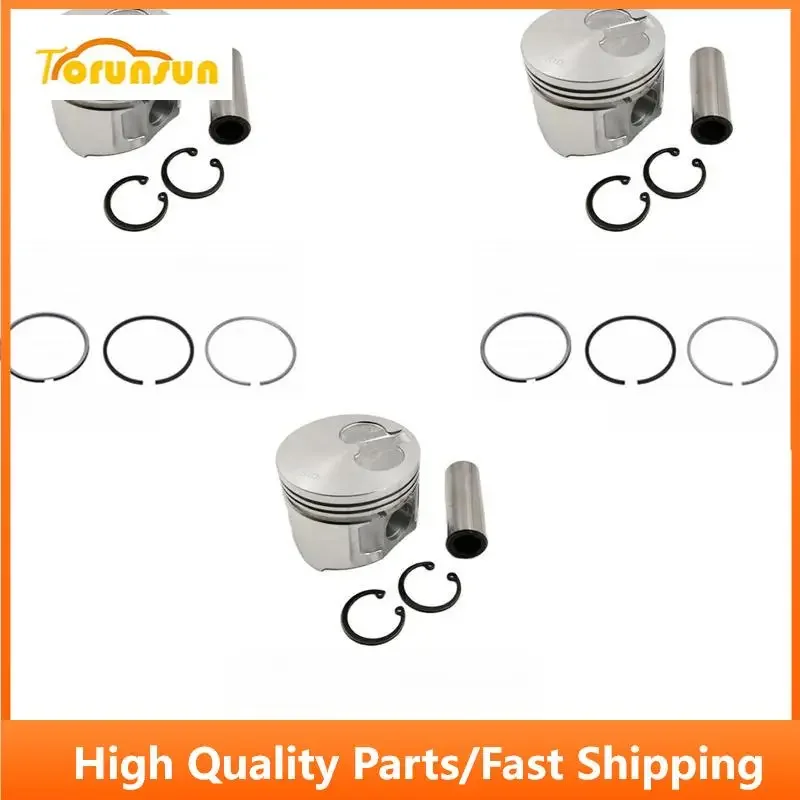 New 3 Sets STD Piston Kit With Ring 719609-22090 Fit For Yanmar 3TNE72 Engine 72MM