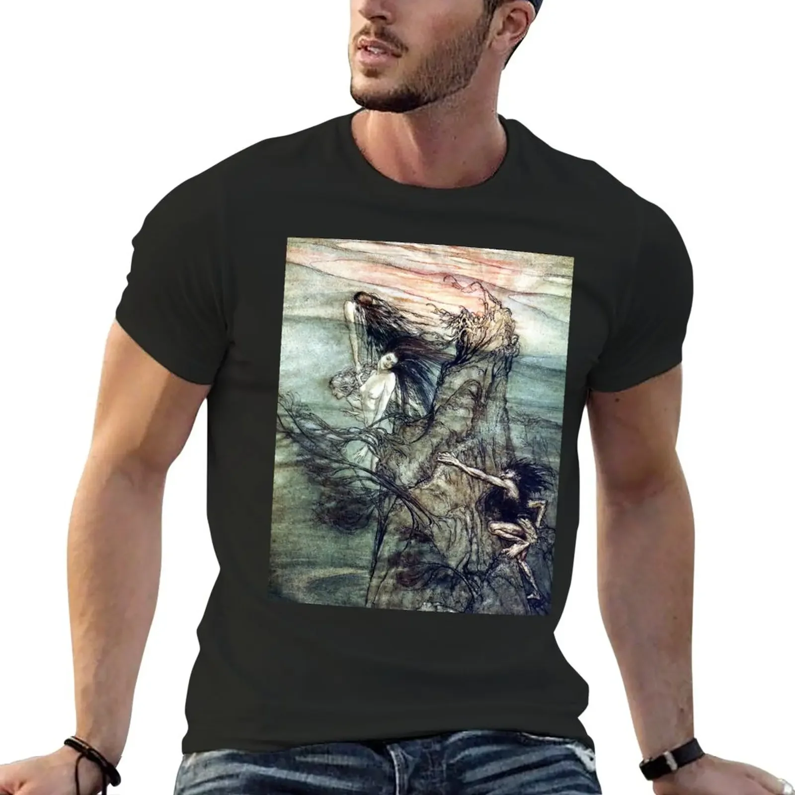 The Rhine Maidens tease Alberich - Arthur Rackham for The Ring of the Nibelung T-Shirt boys animal print shirt Men's t shirts