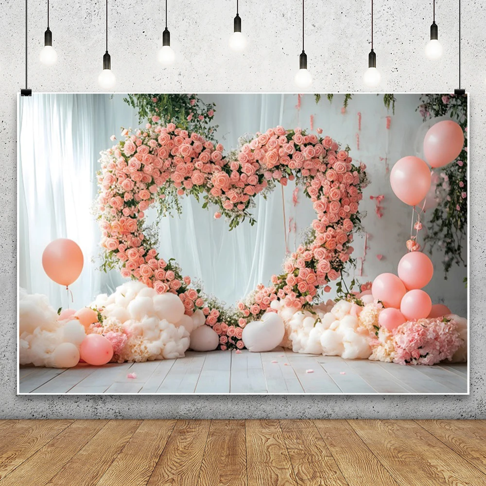 عيد الحب الزفاف التصوير خلفية الحب القلب بالون الأحمر روز قوس زهرة الزفاف دش صورة خلفية التصوير الفوتوغرافي