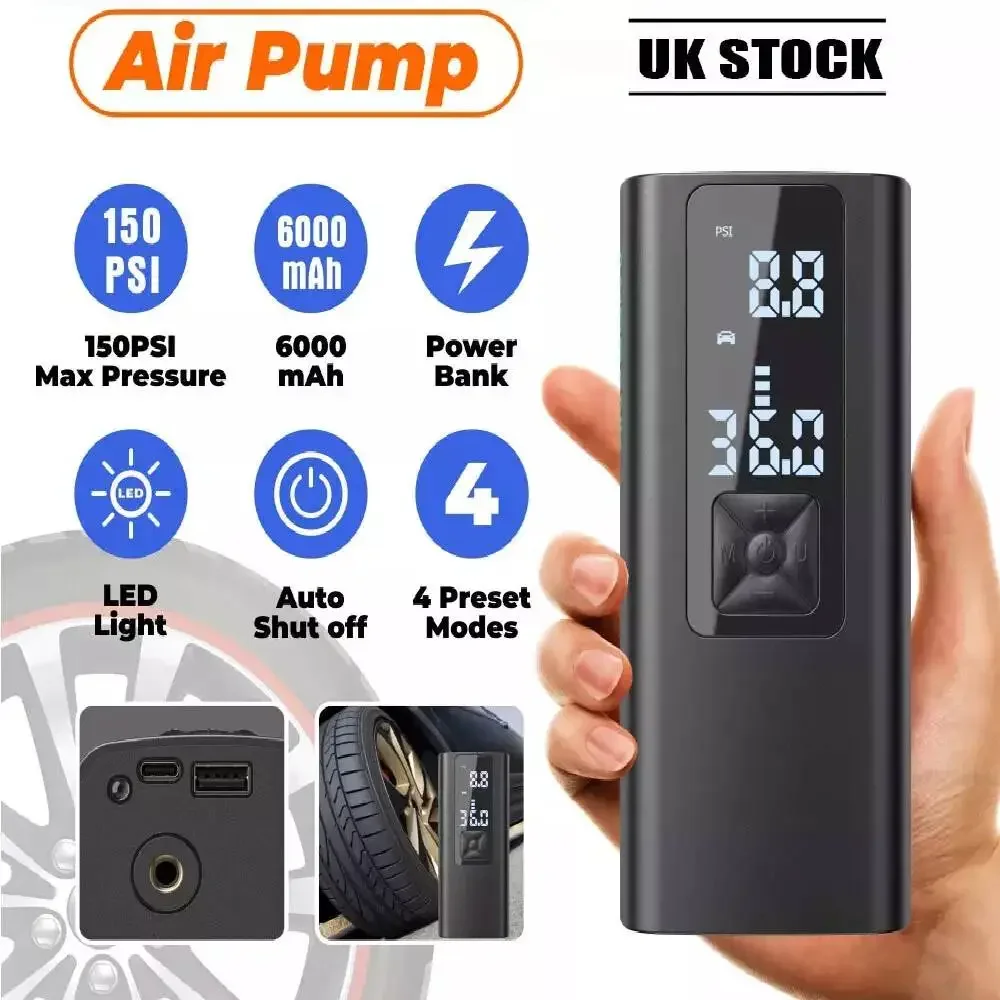 

ANCEL AN02 Portable Car Air Compressor Car Inflator Wireless Car Air Compressor Tire Inflator Portable Bike Pump 150PSI Electric