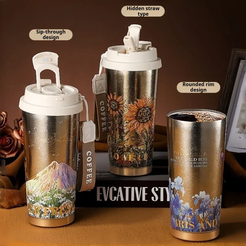 Artistic Pure Titanium 520ml Water Bottle Vacuum Insulated Thermos Cup with Leakproof Lid Thermal coffee water term travel mug