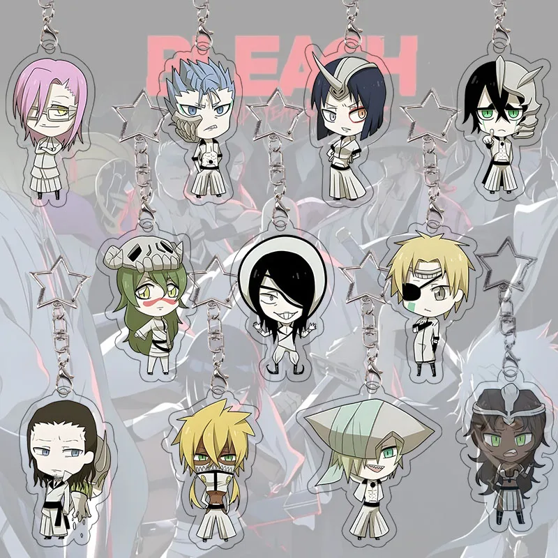 Llavero de personajes de BLEACH: Szayelaporro, Grantz Ulquiorra, Cifer, Grimmjow, Nelliel. Llavero acrílico de anime, estilo chibi, con diez hojas. Accesorio.
