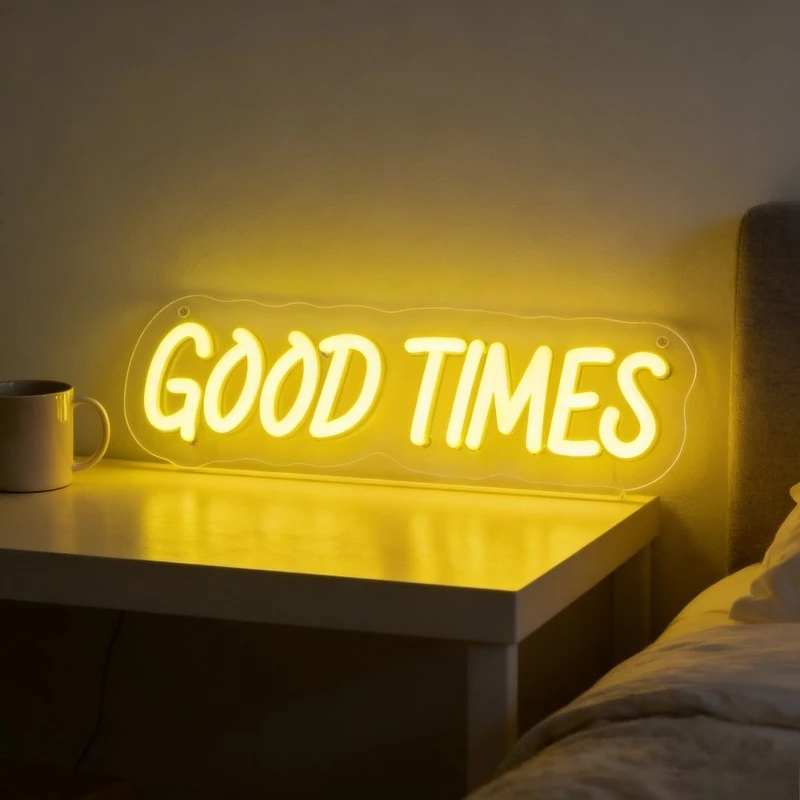 

Неоновая вывеска Good Times желтого цвета для декора вечеринок, USB-питание, регулируемая яркость, светодиодная, для гостиной, спальни, дома, ретро-декор